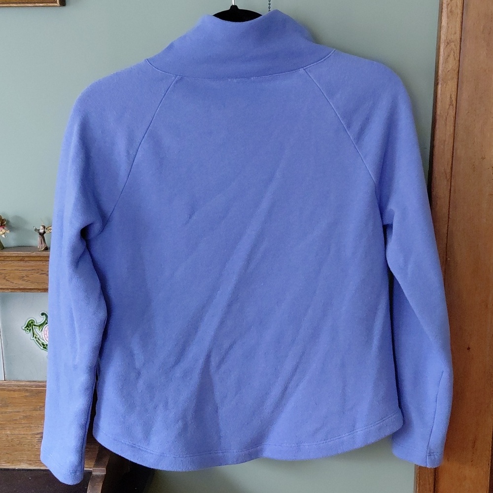J. Crew Wide Button-Collar Pullover Sweatshirt in Cloudspun Fleece Blue - Picture 2 of 7